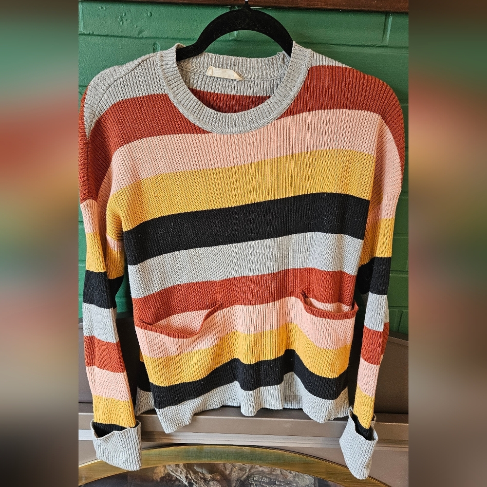Striped Crewneck Women's Sweater - Multicolor